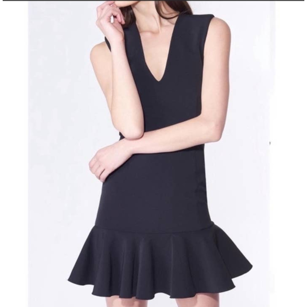 Veronica Beard Black Scarlett Sleeveless Flounce Hem Mini Dress sz 8 EUC